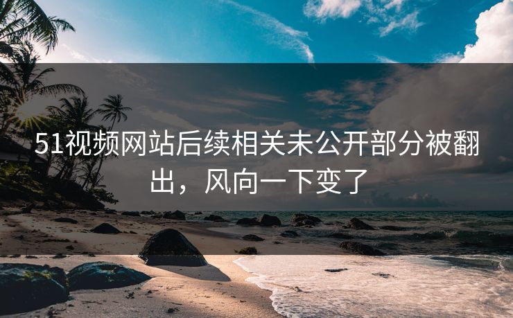 51视频网站后续相关未公开部分被翻出，风向一下变了